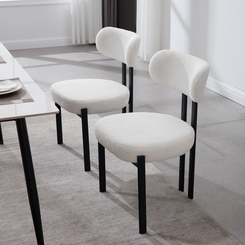 Adnah 48.5cm H Teddy Upholstered Metal Side Chair, White