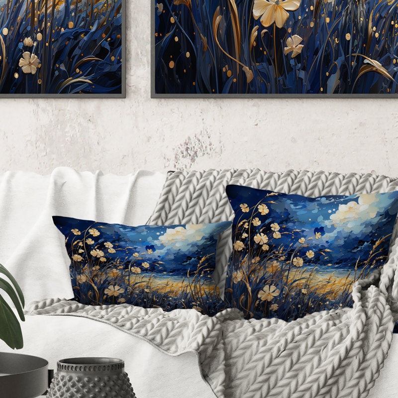 Coussin bleu marine Poppies Field - Meadow
