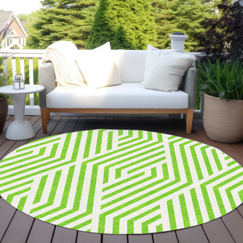 Tapis intérieur / extérieur en polyester tissé à la machine Altair, Rond 8 pi