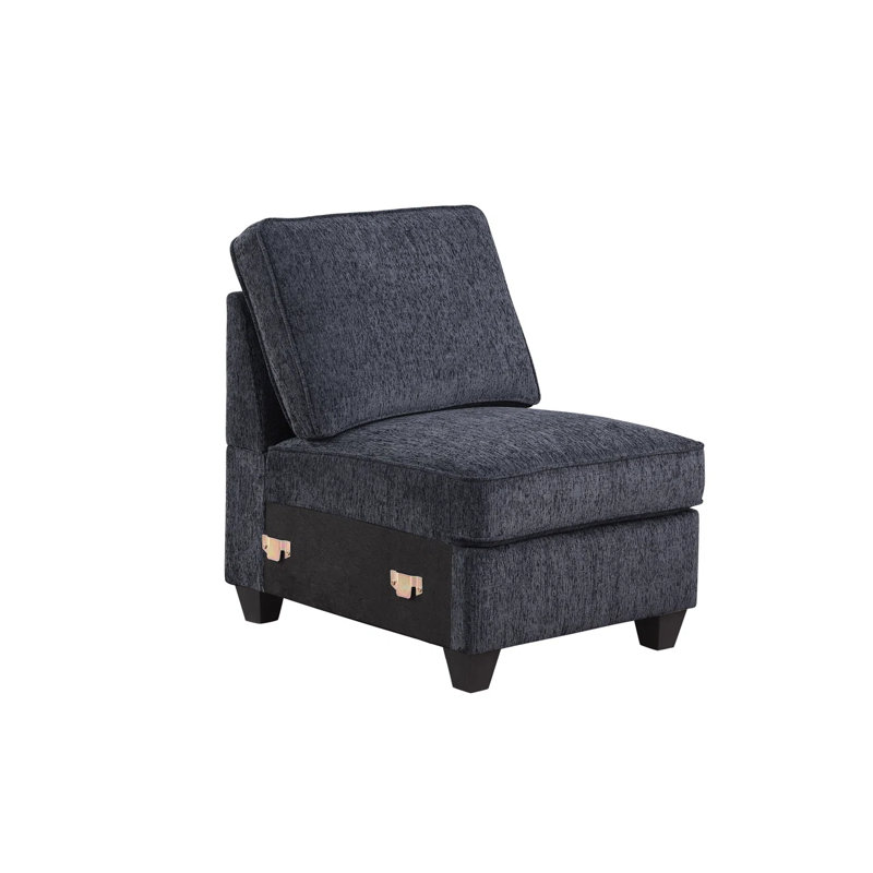 26" W Armless Chair Single Seat Module For Modular Sectional Sofa, Dark Gray Chenille