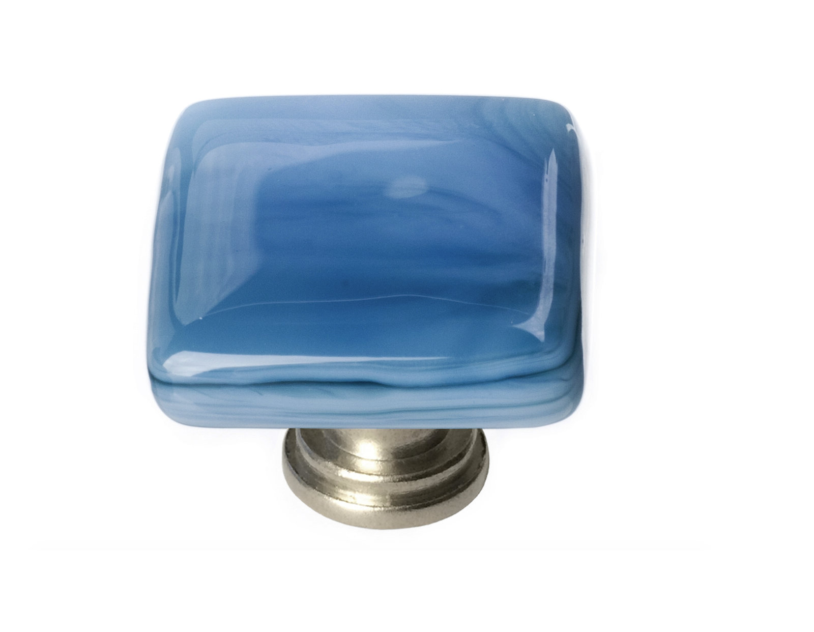 Cirrus Square Cabinet Knob, Marine Blue, Satin Nickel