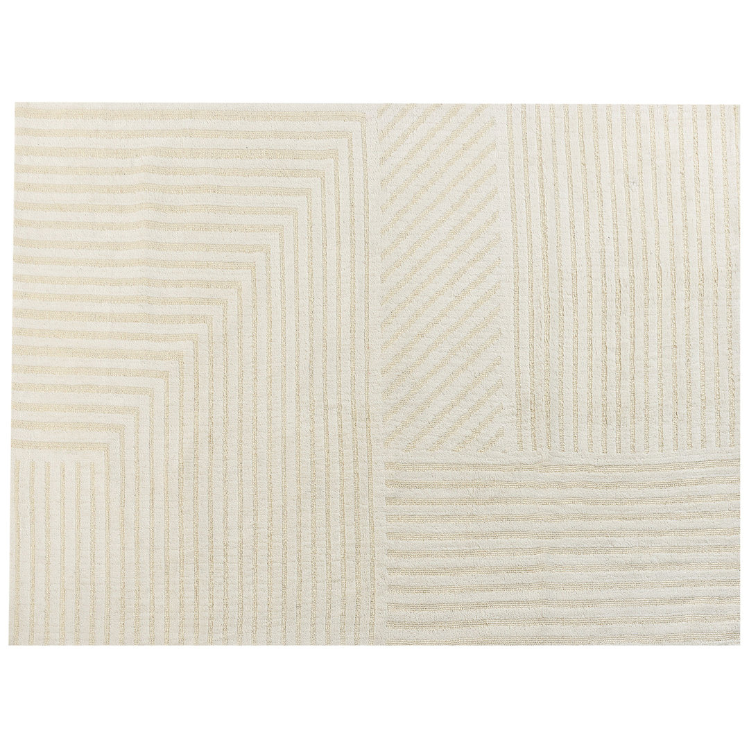 Handgefertigter Teppich Laureano aus Wolle in Beige