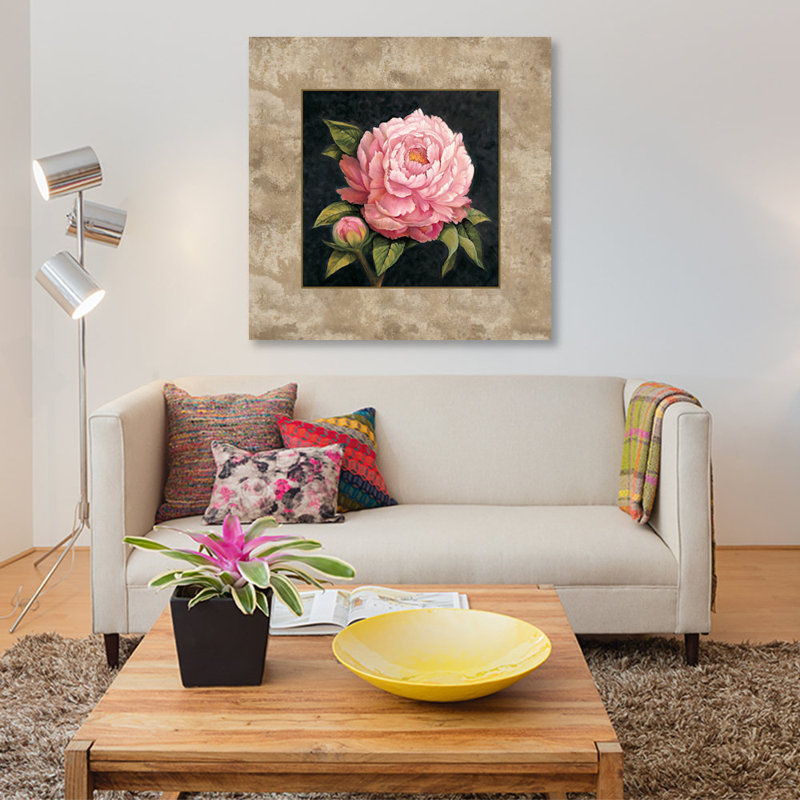 « pivoine », reproduction d’art sur toile, H 26 po x l 26 po x P 1,5 po