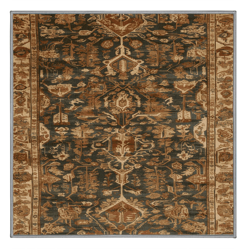 Machine Washable Turkish Brown Area Rug, Square 6'