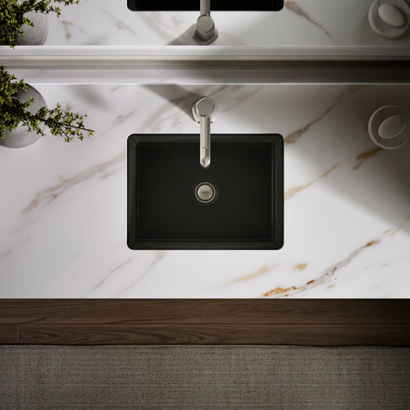 Lavabo de salle de bain rectangulaire encastré avec trop-plein 17 po Verticyl, Noir, noir, noir, noir