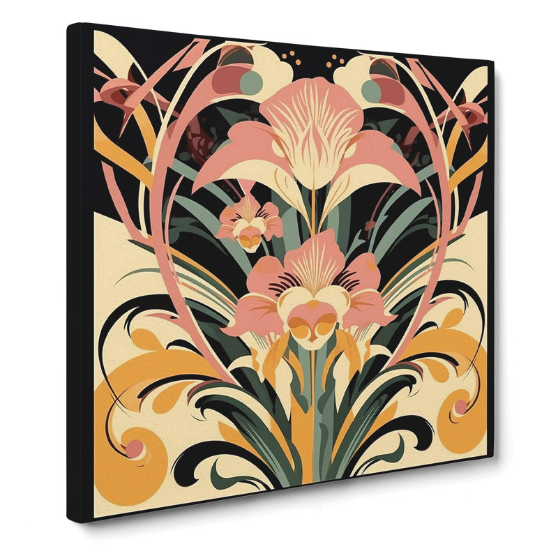 Floral Art Deco - Wrapped Canvas, 50cm H x 50cm W x 3cm D