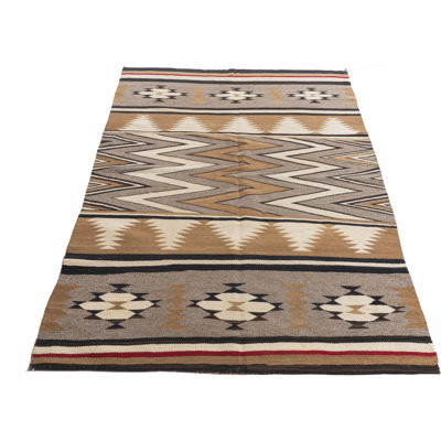 One-of-a-Kind 3'9 X 5'4 1950s Rectangle Cotton and Wool Area Rug in