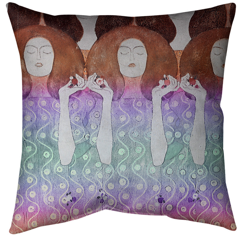 Coussin euro mariées, Bourre en polyester, Rouge / dégradé bleu, Polyester sergé