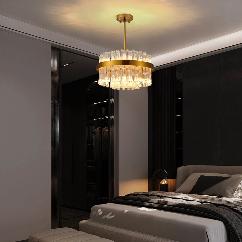 Crystal Chandelier Round Chandeliers for Living Room, 24cm H x 40cm W x 40cm D, Gold