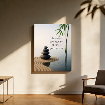 The Quieter You Become Inspirational Quote, Built-in Back Wood Frame Wall Art, 30L x 20W