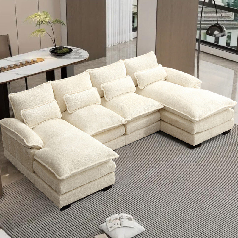 Warnnel Upholstered U-Shaped Sectional Symmetrical, Beige