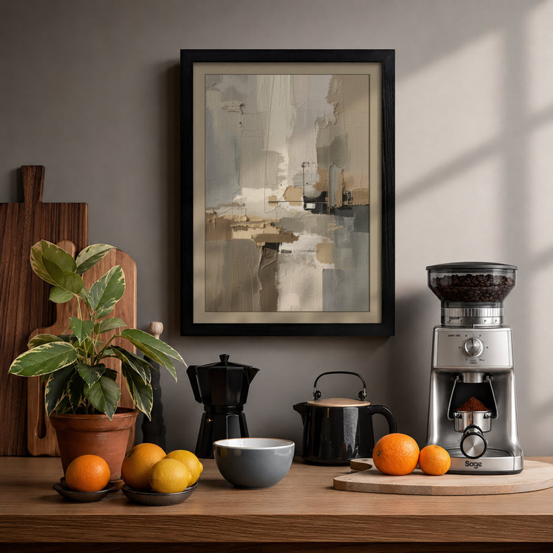 Layered Forms Minimalist - Framed Print, A1 - 84.1 x 59.4 cm, Black