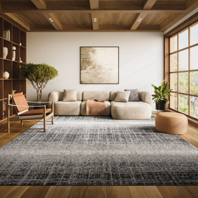 Riebe Abstract Silver/Black Area Rug
