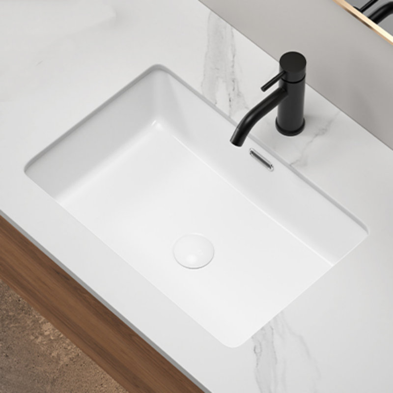22 * 15-Inch Rectangular Undermount Bathroom Sink, White Ceramic Vanity With Overflow