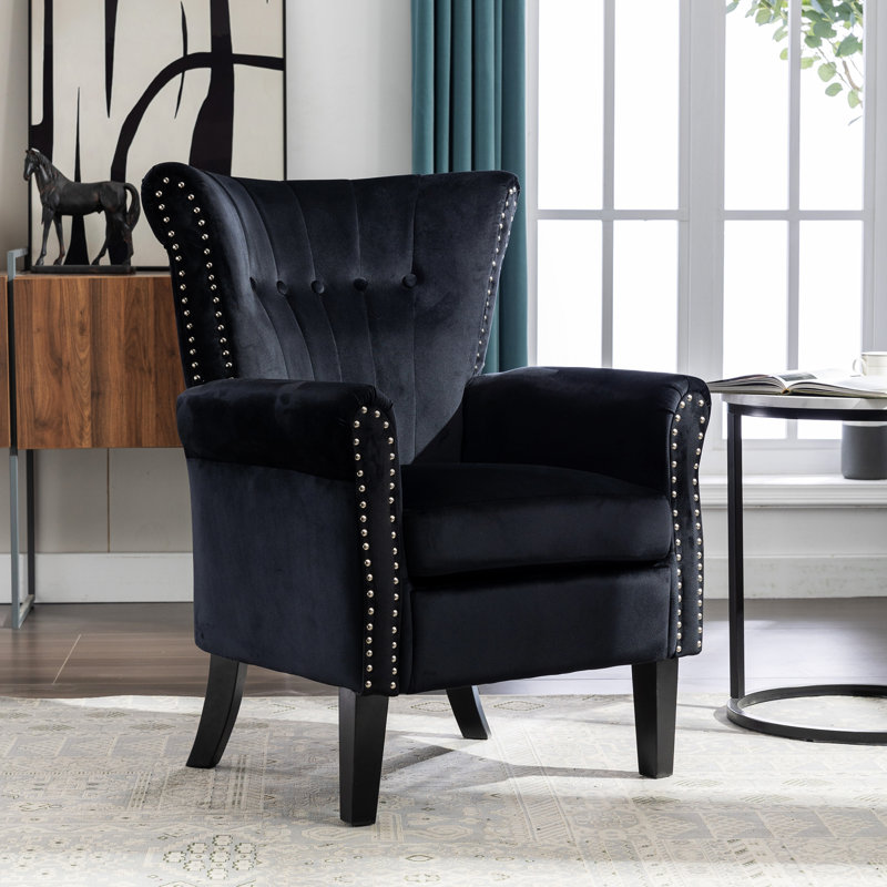 Elsien Velvet Armchair, Black Velvet