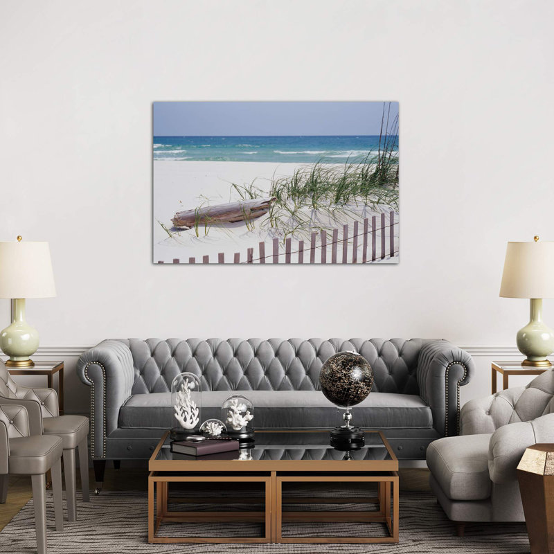 Fence On The Beach, Alabama, Gulf Of Mexico, USA - Wrapped Canvas Print, 66.04 cm H x 45.72 cm W x 1.91 cm D