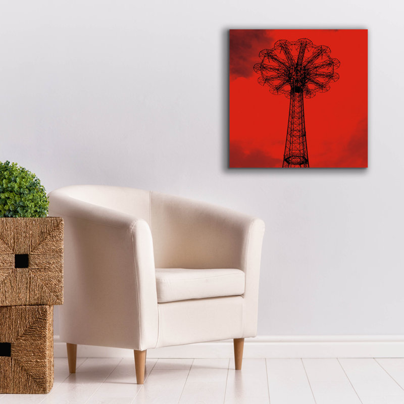 «Red Parachute Jump» par Erin Clark, art mural sur toile, H 26 po x l 26 po x P 1,5 po