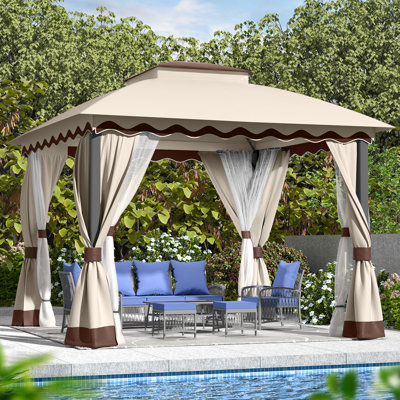 Pavillons de jardin d'extérieur robustes avec moustiquaire et double toit