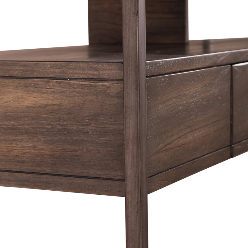 Jamestown Brown Wood and Metal Rectangular Sofa Table with Storage