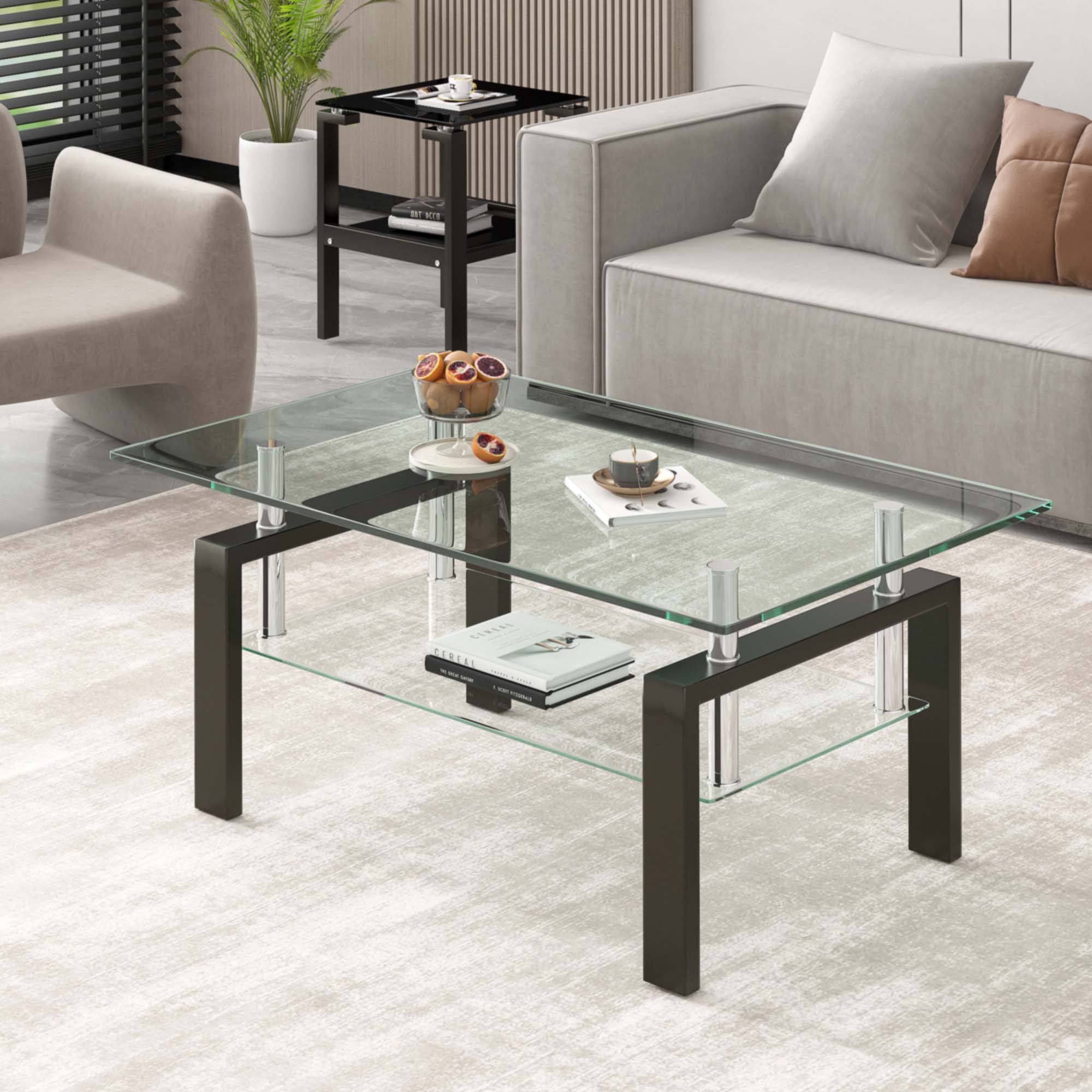 Everly Quinn Tempered Clear Glass Coffee Table | Wayfair