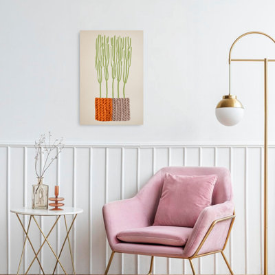 Cactus tricoté abstrait, minimaliste, moderne, cactus, plante grasse, paysage, impression d'art mural