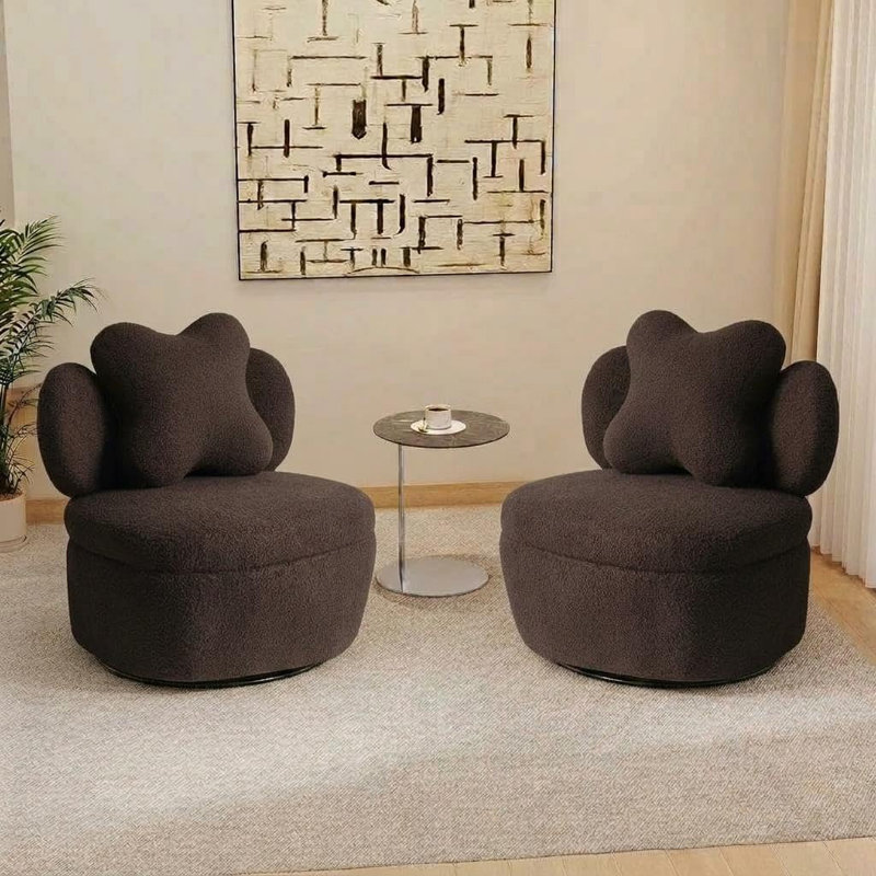 Upholstered Swivel Accent Chair, Brown