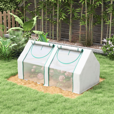 6' X 3' Clear Greenhouse, Steel, 2 Pe/Plastic Covers, Windows For Multi-Purpose Use In Garden Portable Greenhouse 3', Clear, Covers & Versatile