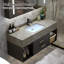 Ensemble de meuble-lavabo mural moderne flottant noir avec pierre frittée encastrable 35 po Chiverton-1957807516-1958656419-1958656418