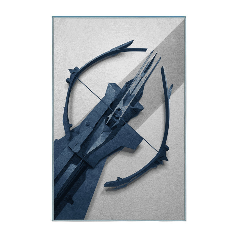 Soft Plush Arce Crossbow Modern & Contemporary Area Rug in Gray – SkyBlue Binding, 2x4