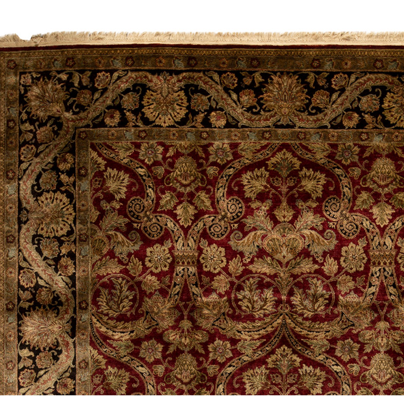 Hand Knotted Area Rug in Red And Black
