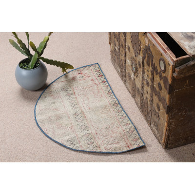 Round Antique Turkish Rug Ideal For An Entry Or A Small Space In Luxurious Brown Wool