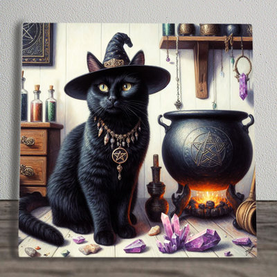 West Country Wizard Cat Casting Spells 1 Piece Wall Art