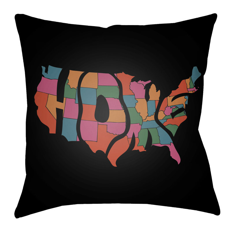 Lolita Home Indoor/Outdoor Throw Pillow, 16" H x 16" W, Poppy Red/Black