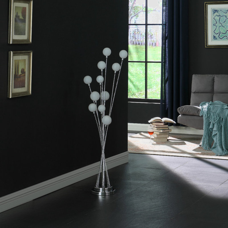 Mechaela 46'' LED Novelty Floor Lamp, Silver Chrome