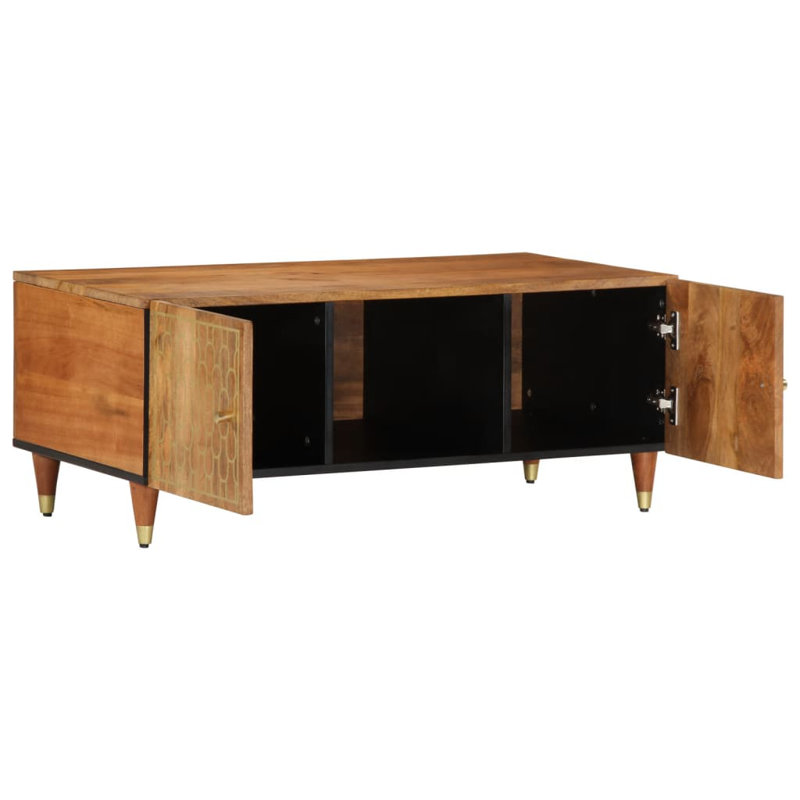 Akelius Coffee Table with Storage, Brown, Brown/Gold