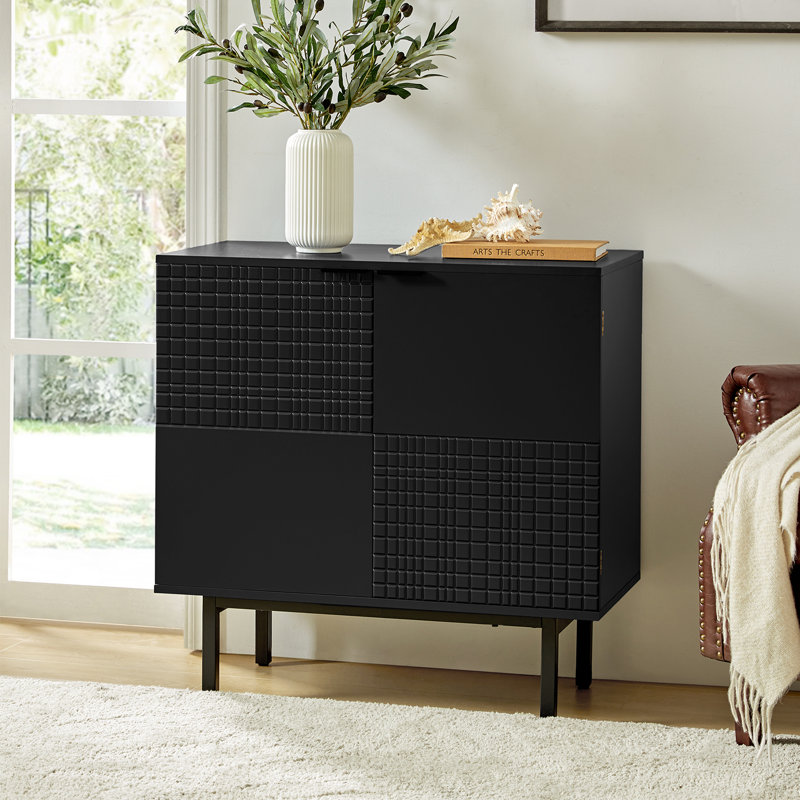 Chedo Metal Accent Cabinet with Drawers, Black