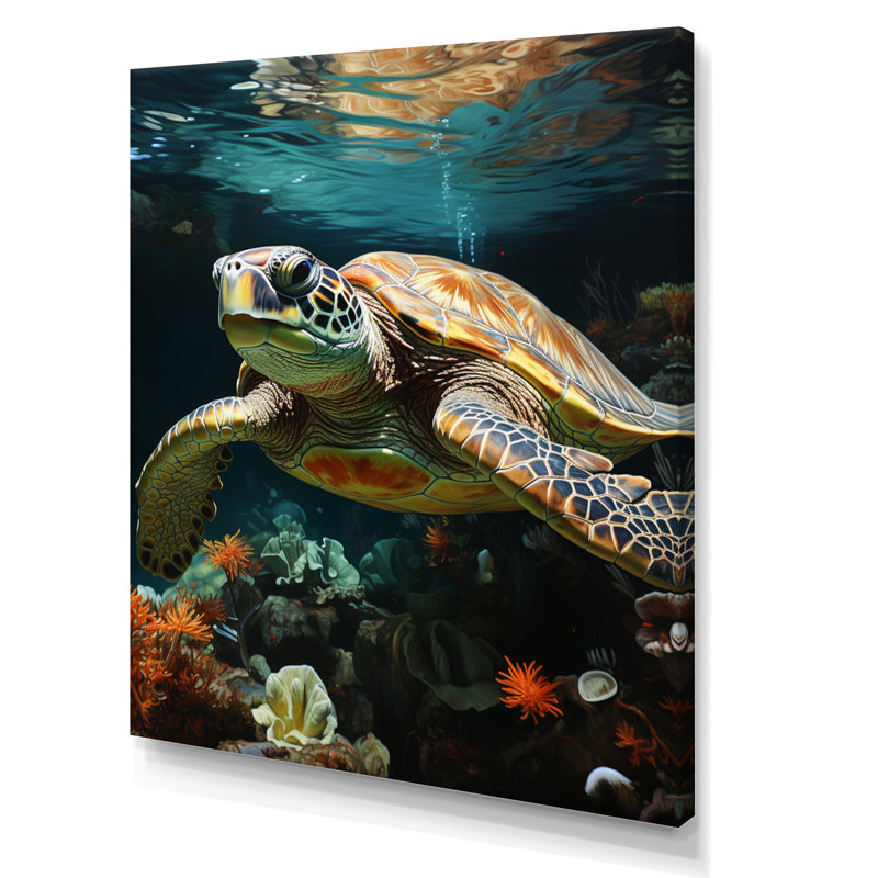 «Turtle Tranquility In The Ocean II», reproduction sur toile, H 44 po x l 34 po x P 1,5 po, Toile tendue