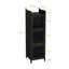 Armoire de porte moderne en verre à trois niveaux avec rangement à quatre niveaux, pour l'entrée, le salon, la salle à manger, la salle à manger, noir