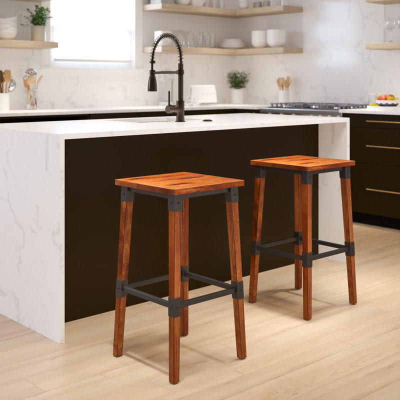 Counter Stool with Solid Wood Frame, 2