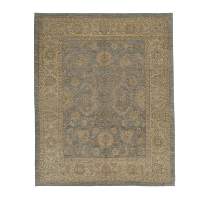 Tapis bleu clair / ivoire noué à la main de haute qualité