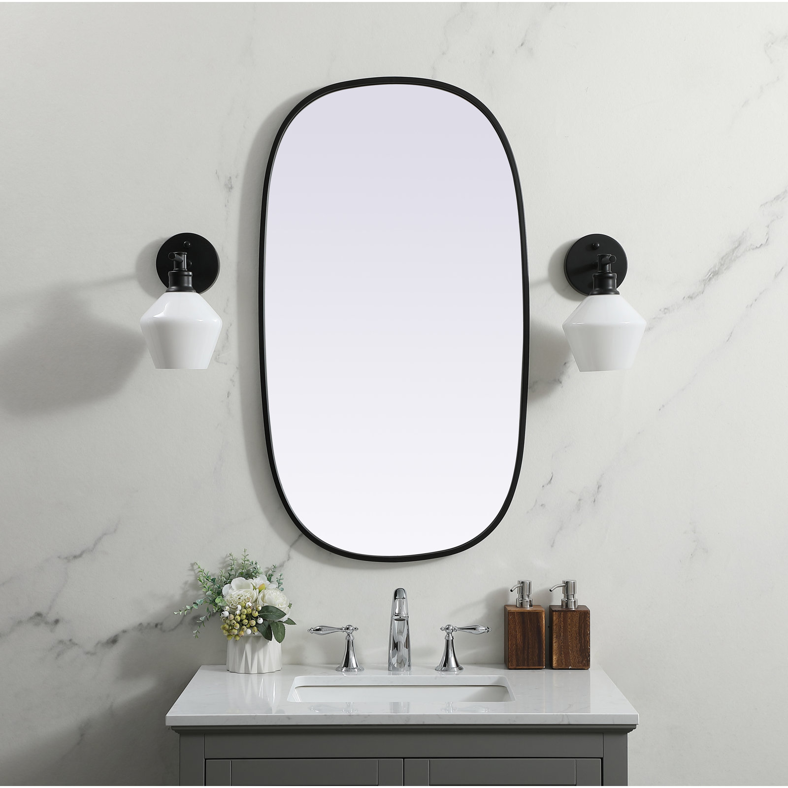 Sabine Accent Mirror, Black, 36" x 20"