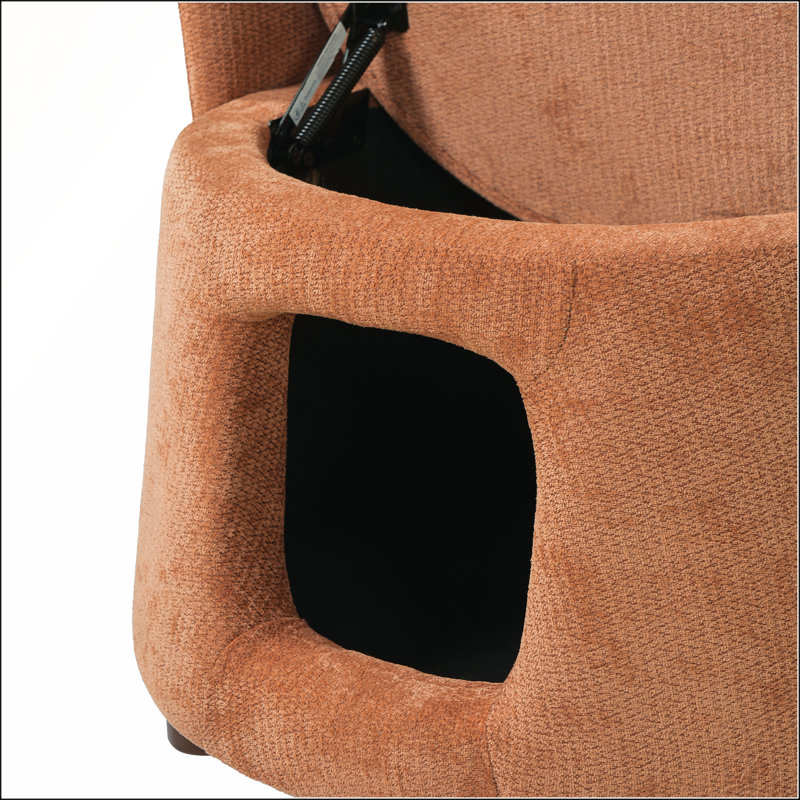 Fauteuil orange pour animaux avec coin caché, tabouret convertible, rangement et capacité de charge de 220 lb, Orange