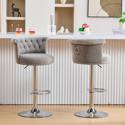 Tabouret de bar pivotant en velours (ensemble de 2)
