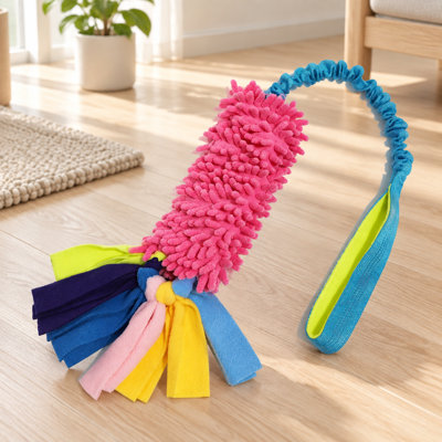 Colorful Tug Dog Plush Chew Toy, Polyester Interactive Rope Toy with Ribbon Tassels, Durable Bite‑Resistant Teething Toy for Dog Boredom Relief