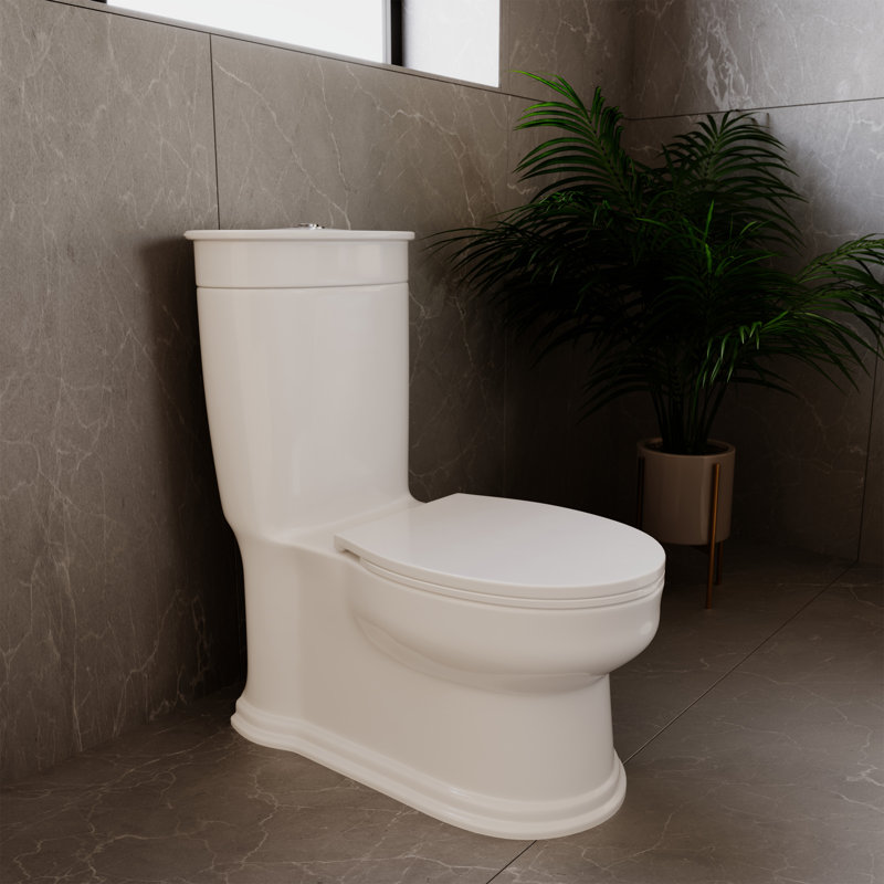 Toilette monobloc allongée au sol 1,6 gallon par minute GPF Swiss Madison Santorini (siège inclus), Blanc