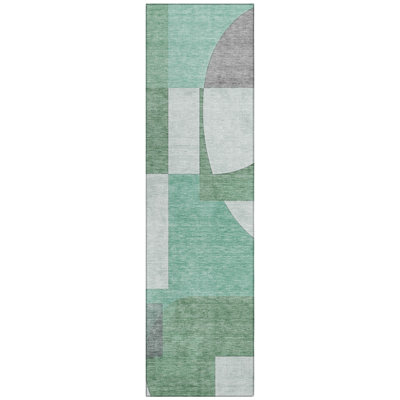 Daeel Green Washable Indoor-Outdoor Rug - LOOMLAN