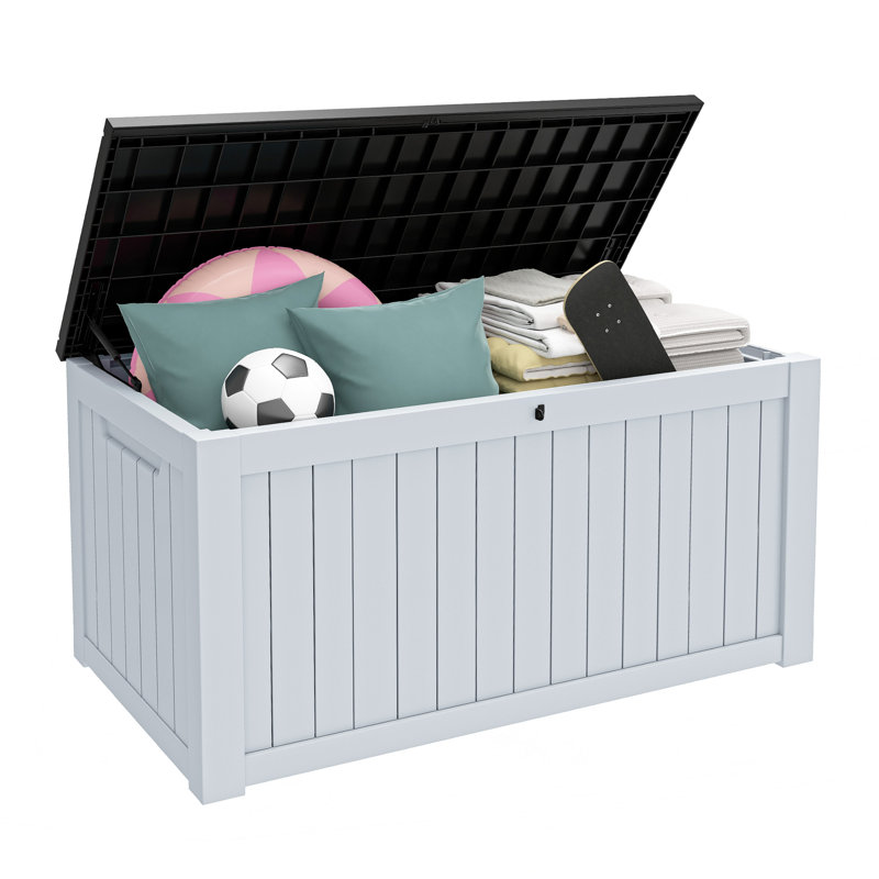 Balconera 230 Gallons Deck Box, Gray/White