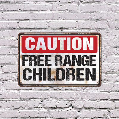 Caution Free Range Children Vintage Style 10 Inch x 14 Inch Plastic Sign Expect Screeches And Sprints Durable Weatherproof Perfect for Yards Porches Camps Fun Gift for Parents Grandparents Neighbors