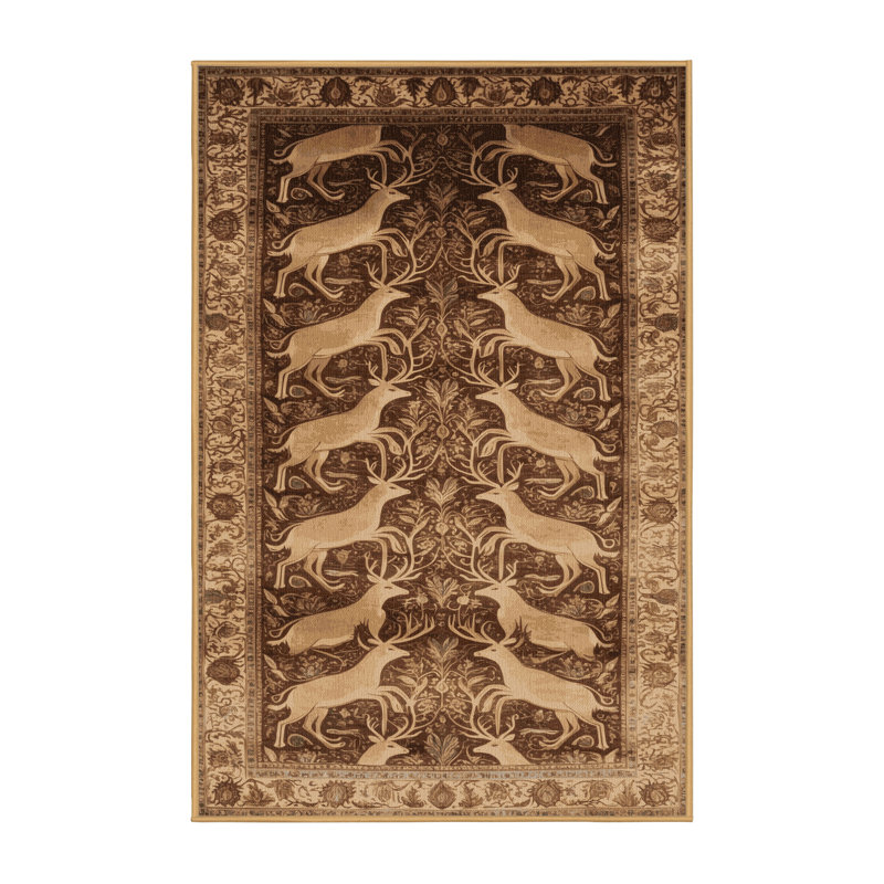 Machine Washable Persian Brown Area Rug, Runner 2' x 5'