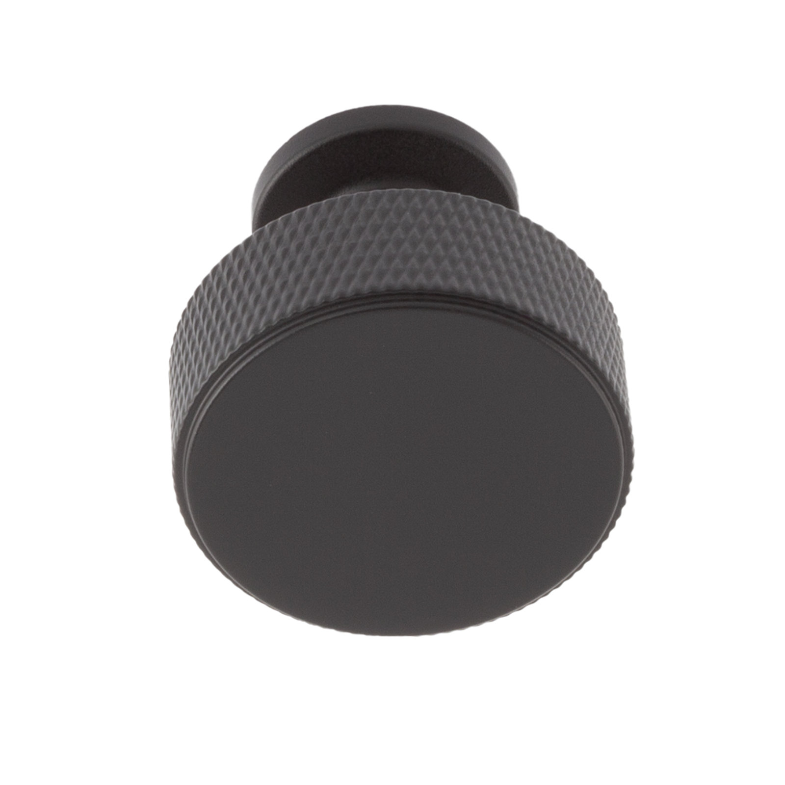 Kent Knurled Round Cabinet Knob, Matte Black, 1.38"